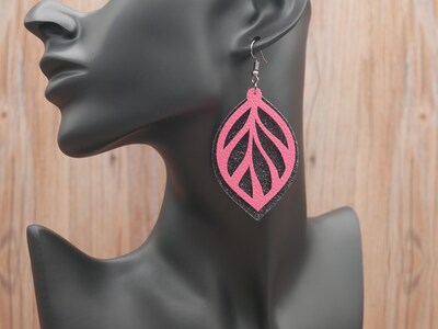 Two Layer Lightweight Faux Leather Dangle Leaf Earrings - image2